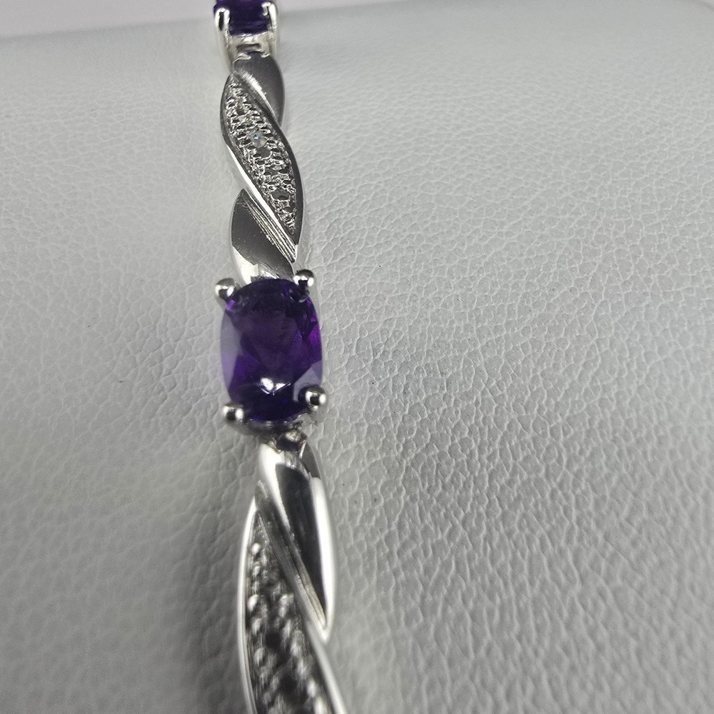 Estate PAJ Bracelet Purple Silver Tone Wave Link 6.75in